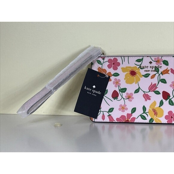 Kate Spade Strawberry Garden Medium L-Zip Wristlet MSRP $139 NWT - Picture 7 of 13